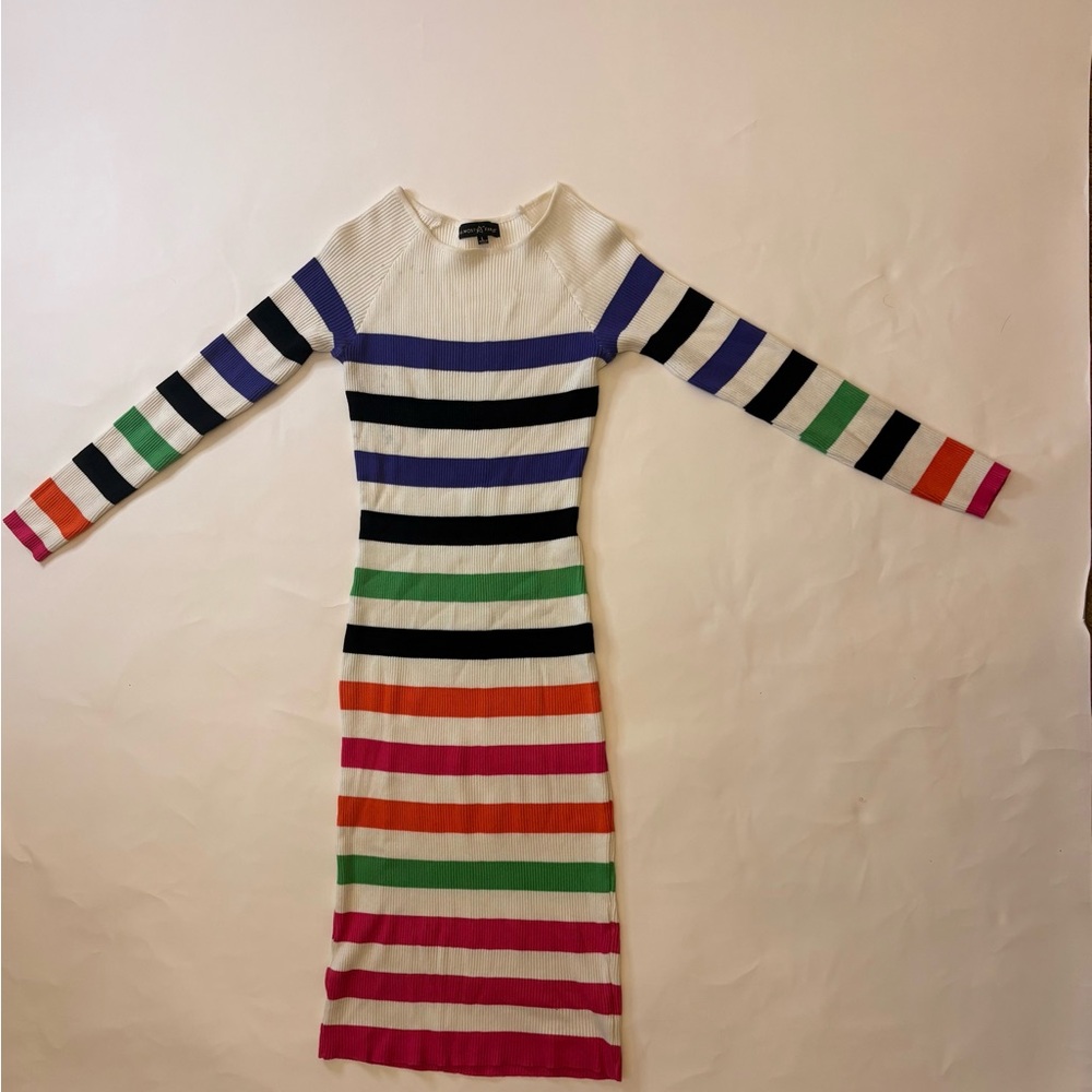 Almost Famous Colorful Striped Long Sleeve Dress